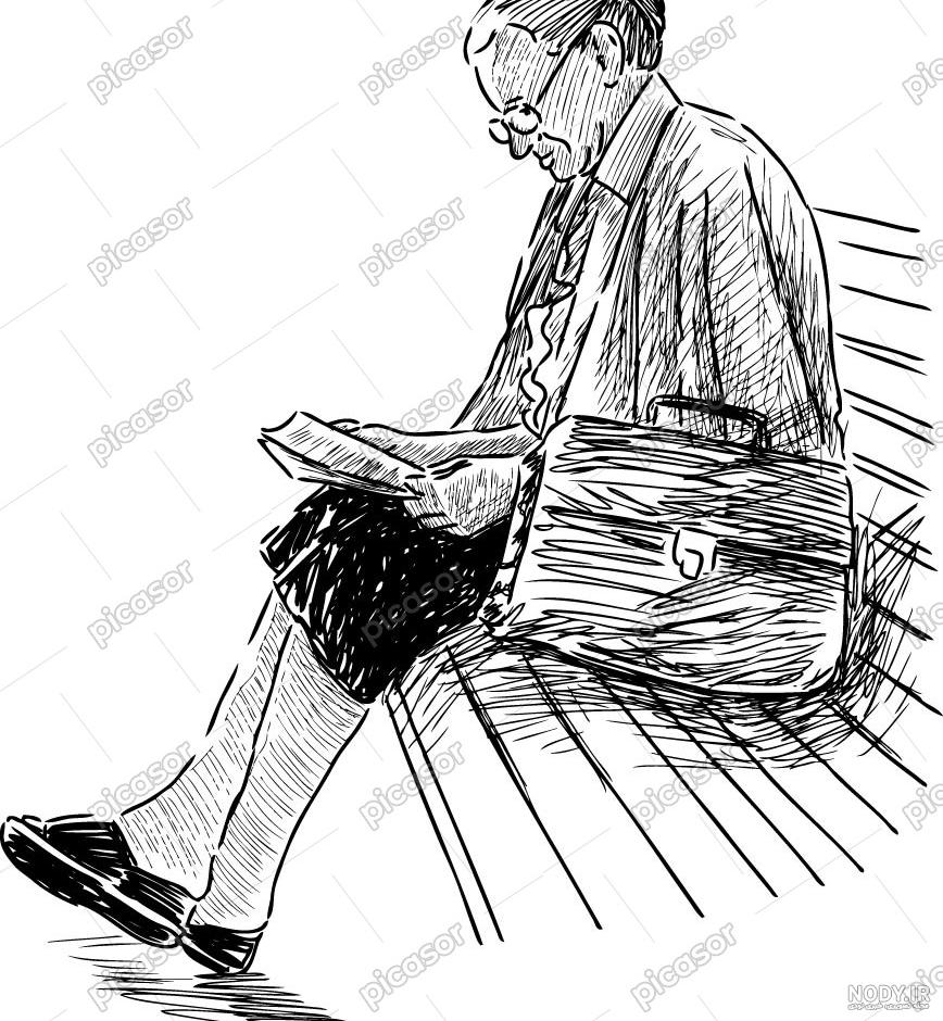 نقاشی صندلی پارک ساده