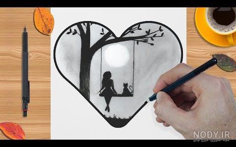 نقاشی عاشقانه ساده با مداد سیاه نقاشی عاشقانه ساده با مداد سیاه