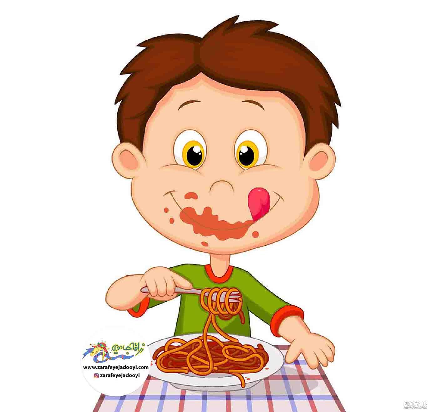 نقاشی غذا خوردن بچه