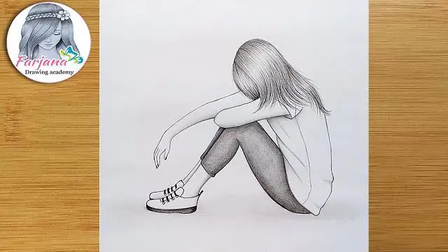 نقاشی غمگین ساده با مداد پسرانه