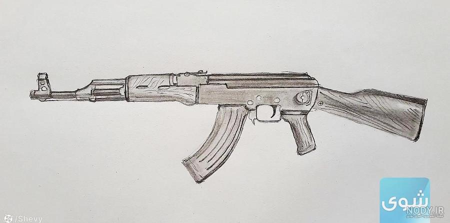 نقاشی تفنگ خیلی بزرگ