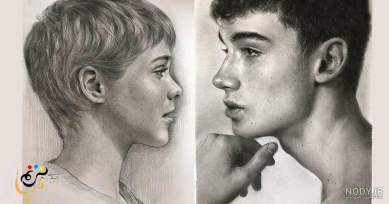 نقاشی چهره سیاه قلم حرفه ای