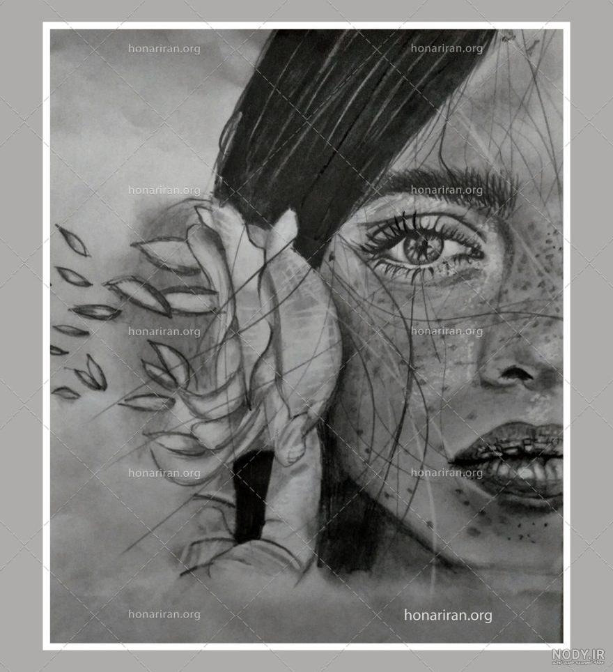 نقاشی چهره سیاه قلم مرد