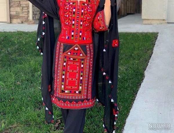 خرید و قیمت لباس چرخ دوز بلوچی چرخی لباس ماشینی لباس چرخی لباس پاکستانی لباس  پلیواری | ترب