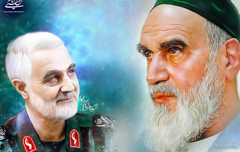 عکس رهبری و امام خمینی و حاج قاسم
