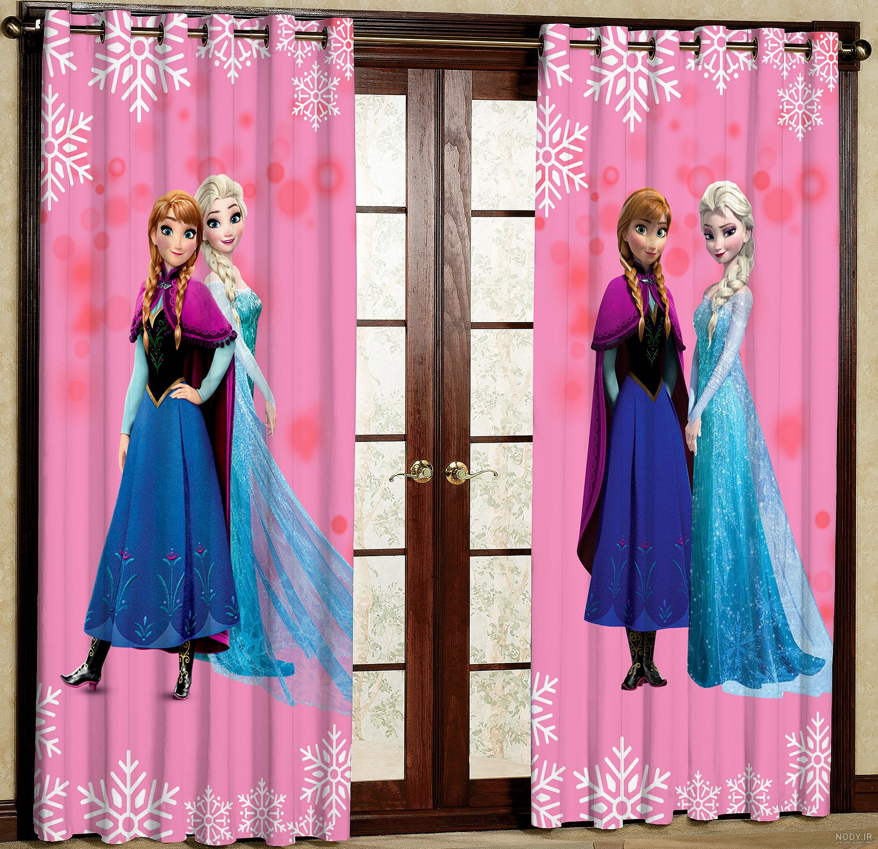 پرده پانچ دخترانه طرح کارتونی آلسا و آنا کد s-6125