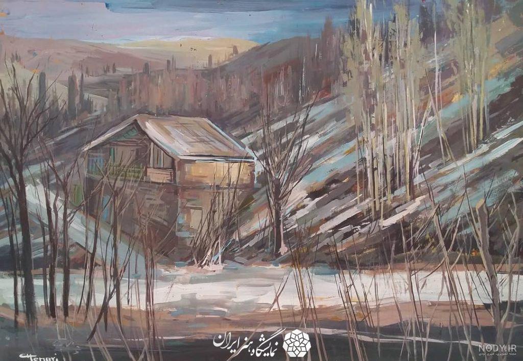 تابلو نقاشی کلبه برفی - نمایشگاه هنر ایران