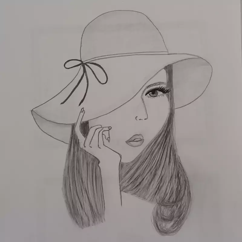 طراحی نقاشی دخترانه زیبا با مداد سیاه