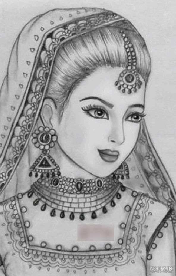 عکس نقاشی دخترانه ساده با مداد سیاه ❤️ فانتزی و شیک - تــــــــوپ  تـــــــــاپ