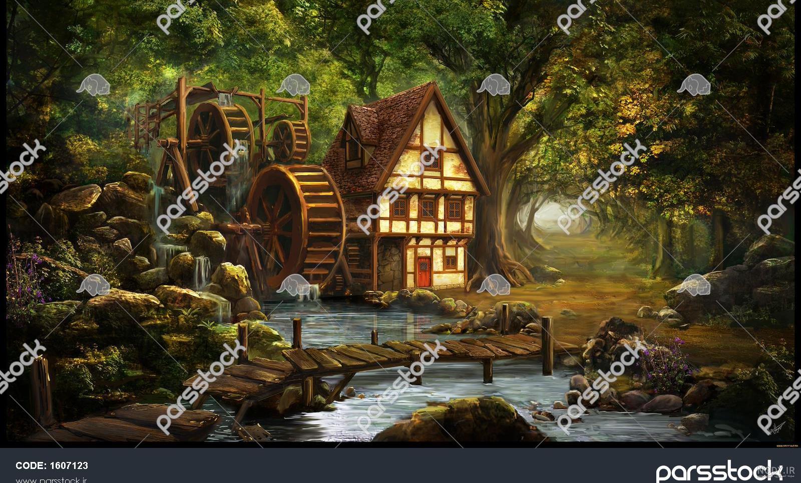 عکس کلبه جنگلی برای نقاشی