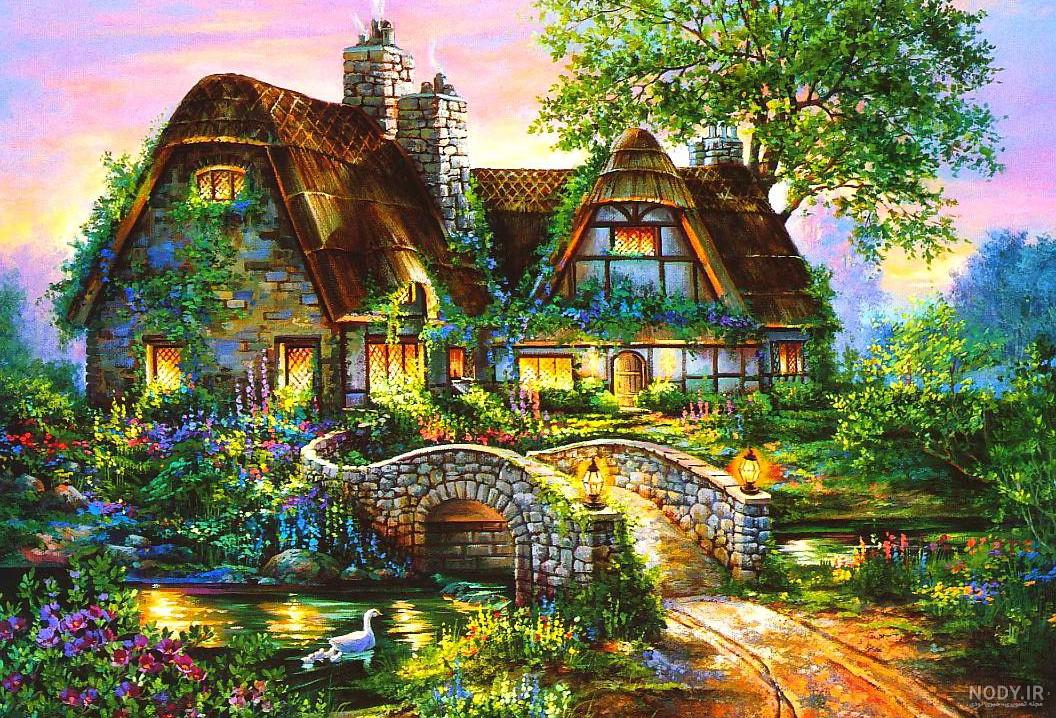 عکس کلبه جنگلی برای نقاشی