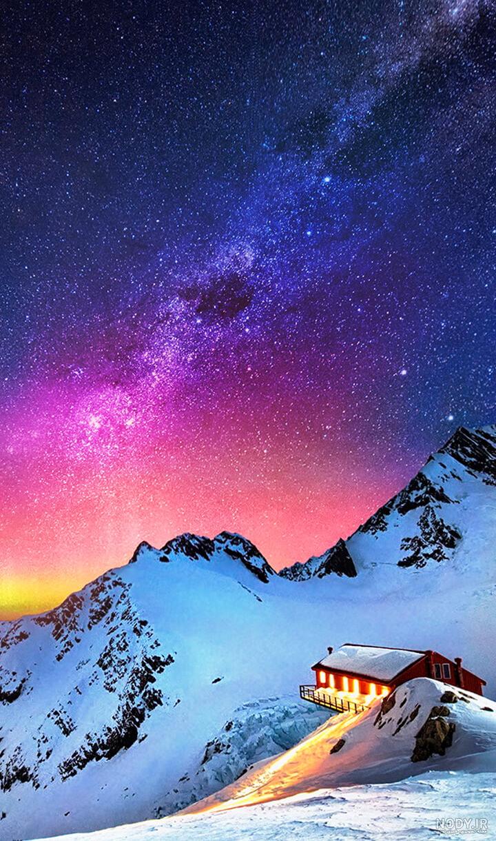 عکس کلبه جنگلی برفی