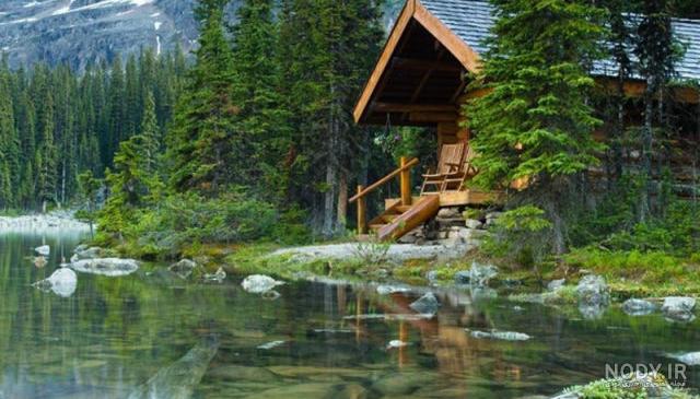 عکس کلبه چوبی در جنگل