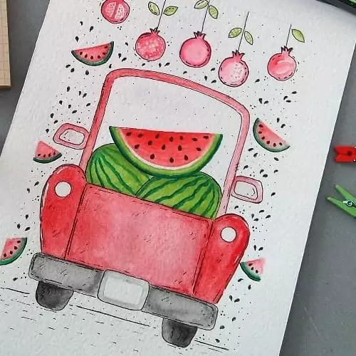 مدل نقاشی یلدایی؛ کلی نقاشی خوشگل برای مدرسه به مناسبت شب یلدا