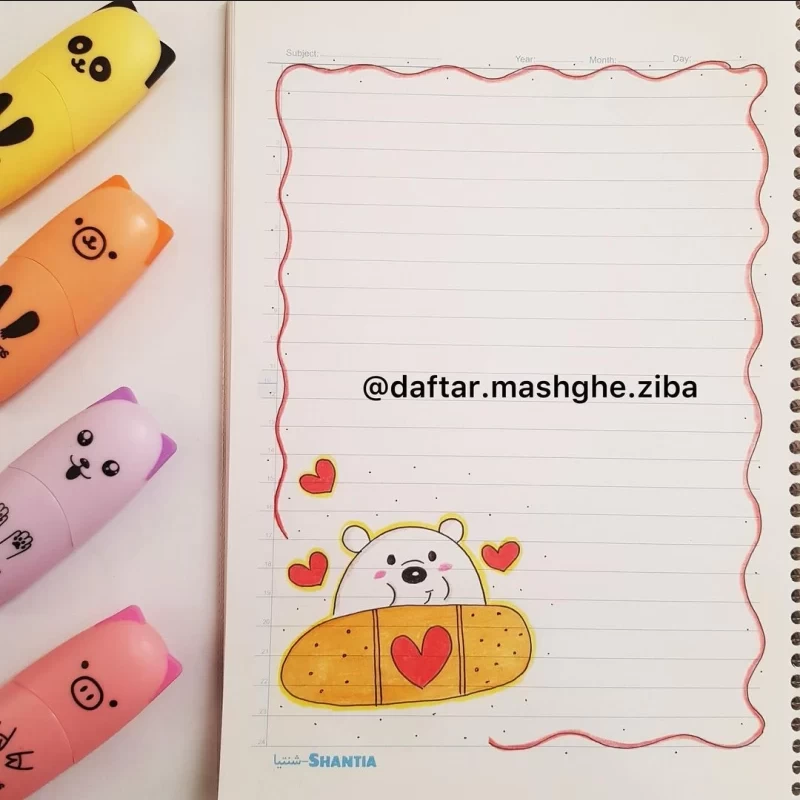 نقاشی برای گوشه دفتر مشق دخترانه