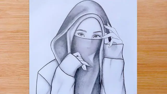 نقاشی دخترانه با ماسک و کلاه