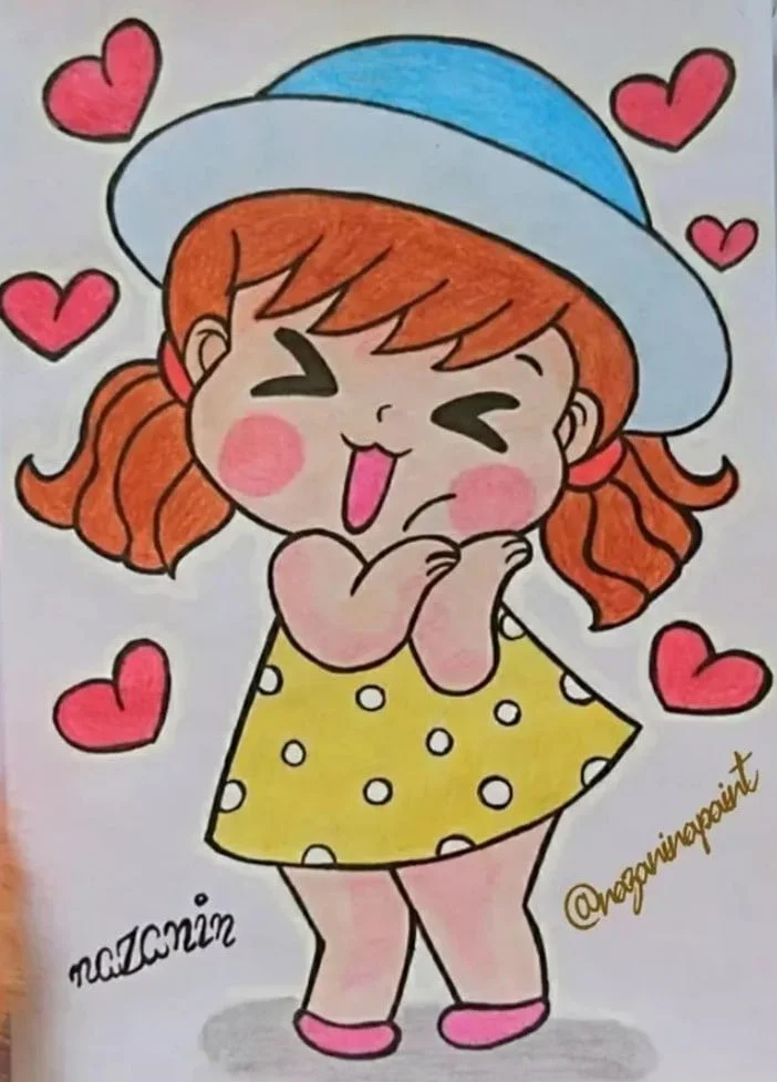نقاشی دخترانه خوشگل مشکل