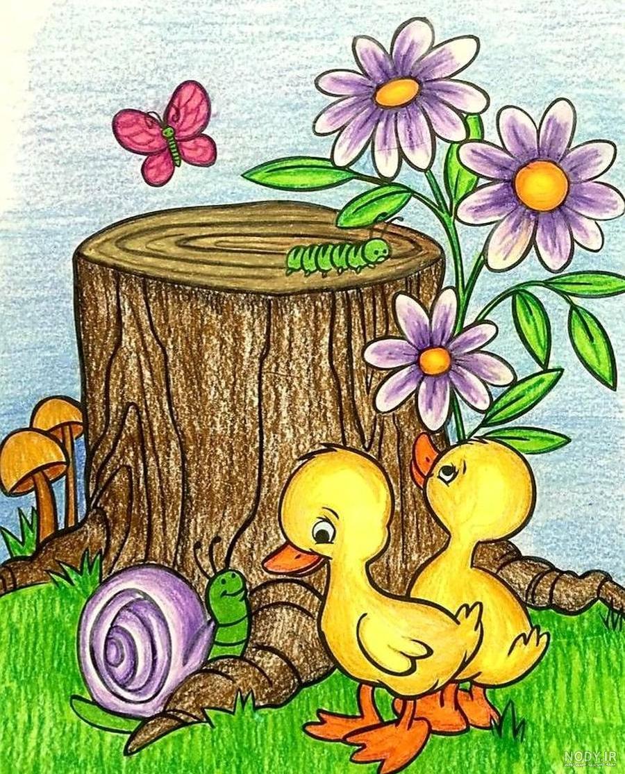 نقاشی دخترانه زیبا و آسان رنگی جدید