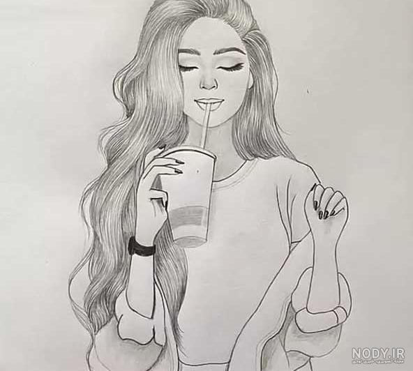 نقاشی دخترانه نوجوان ساده