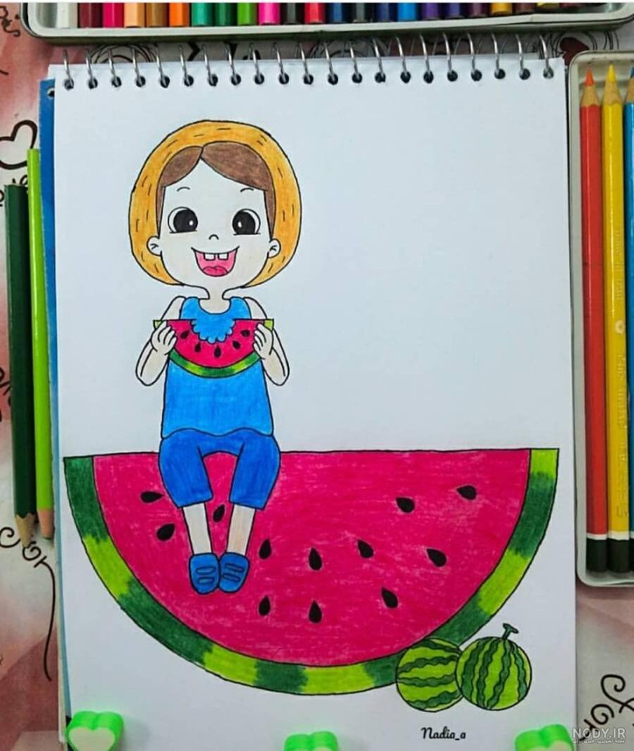 نقاشی زیبای دخترانه برای شب یلدا