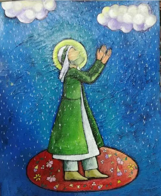 نقاشی ساده درباره نماز باران