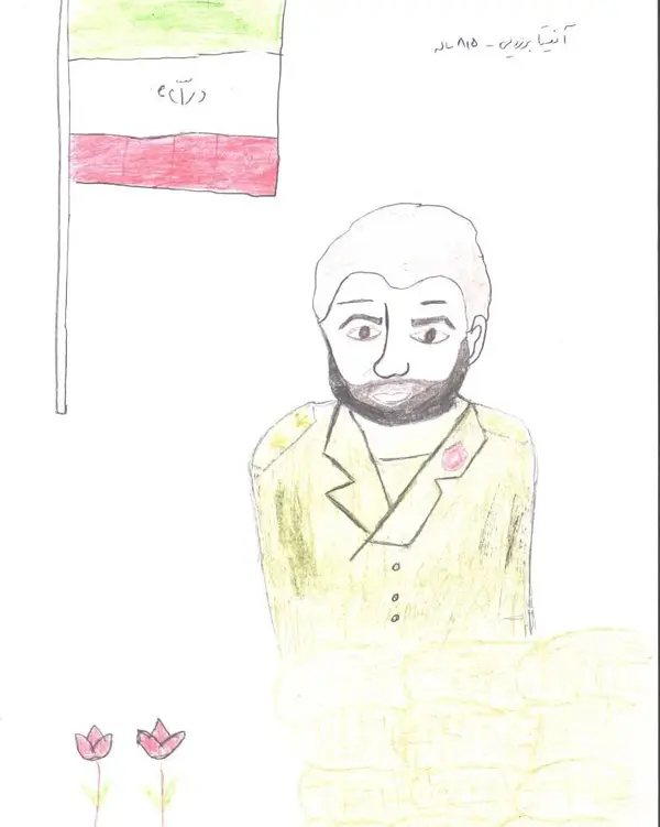 نقاشی ساده درباره ی حاج قاسم سلیمانی