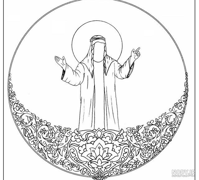 نقاشی ساده نماز باران امام رضا