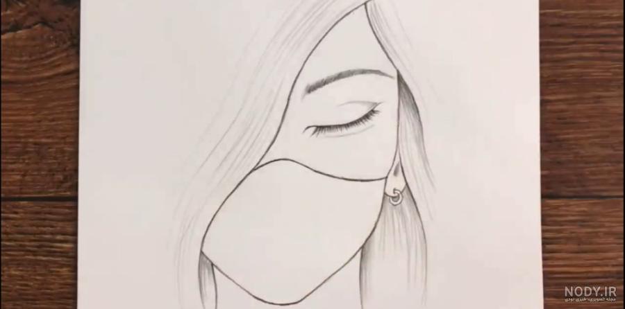 نقاشی فانتزی دخترانه با ماسک