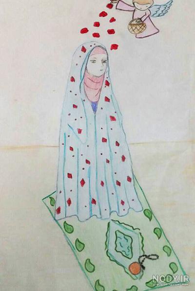 نقاشی در مورد نماز خواندن کودکانه و آسان برای رنگ آمیزی