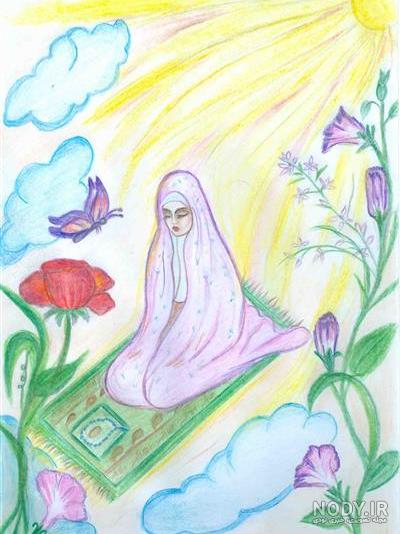 نقاشی نماز برای کودکان؛ طرح‌هایی زیبا از نماز خواندن و دعا کردن برای رنگ  آمیزی - ستاره