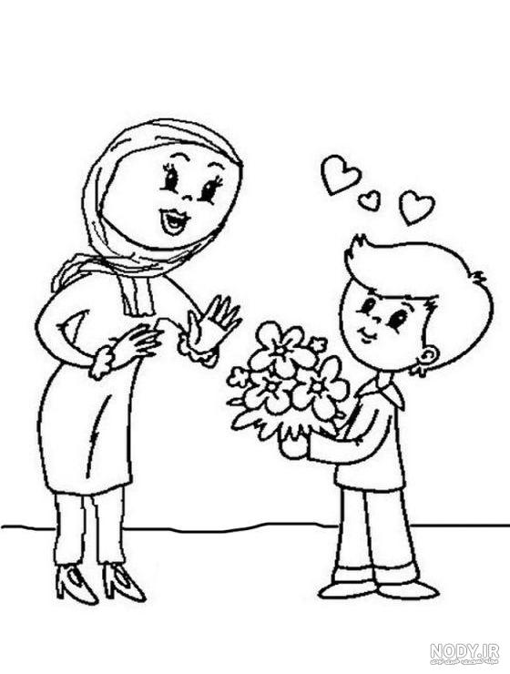 نقاشی روز مادر : 70 نقاشی با موضوع مادر برای رنگ آمیزی کودکان