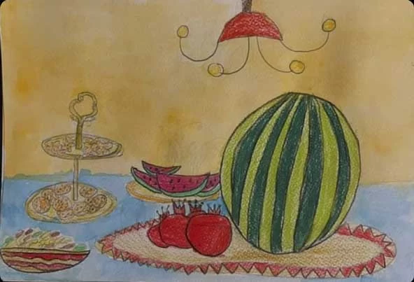 عکس نقاشی دختر شب یلدایی عکس نقاشی دختر شب یلدایی