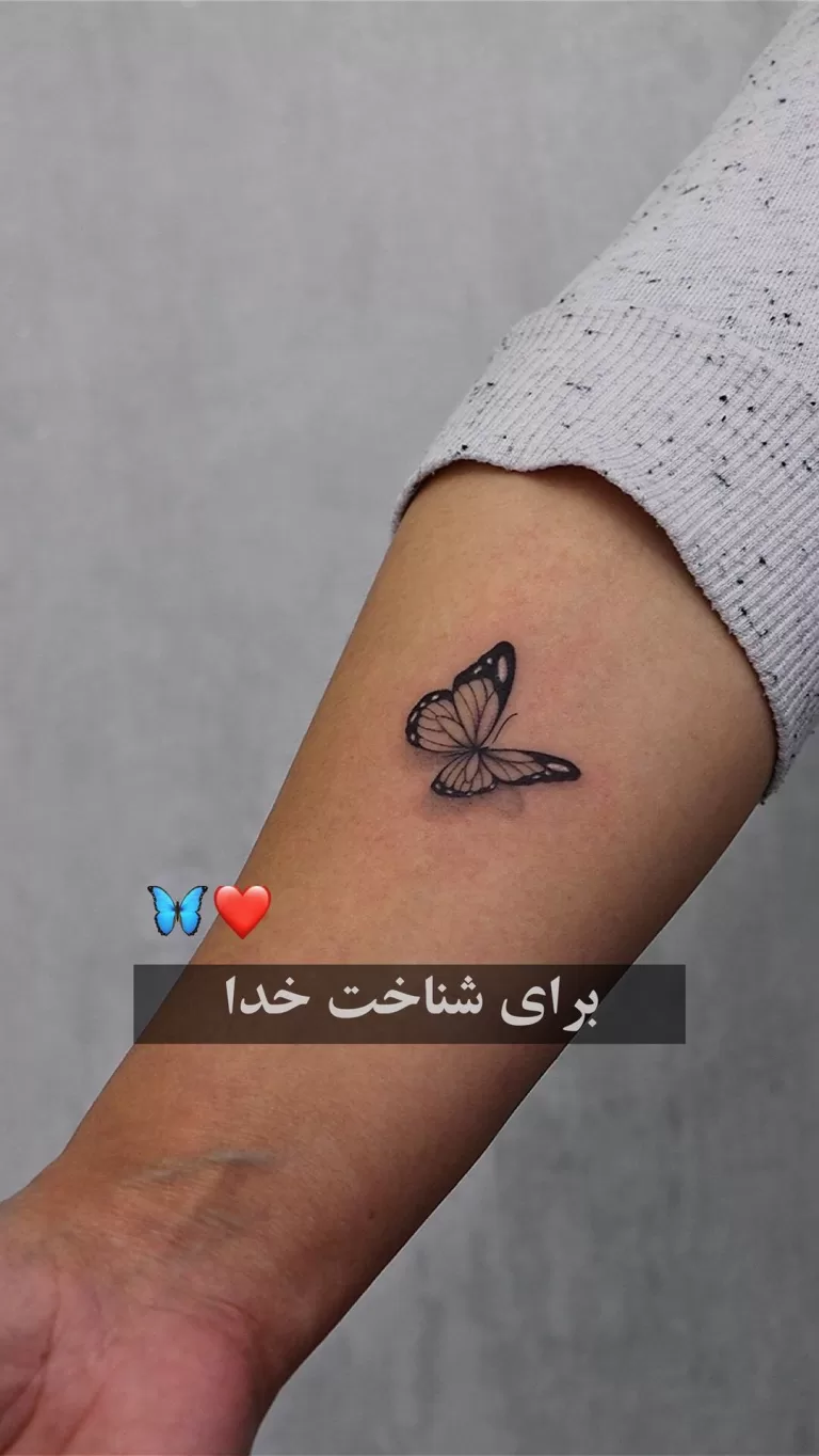 تاتو مینیمال پروانه روی دست تاتو مینیمال پروانه روی دست