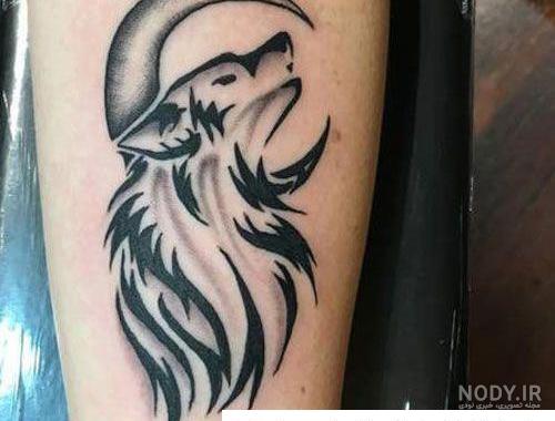 تاتو روی دست مردانه گرگ