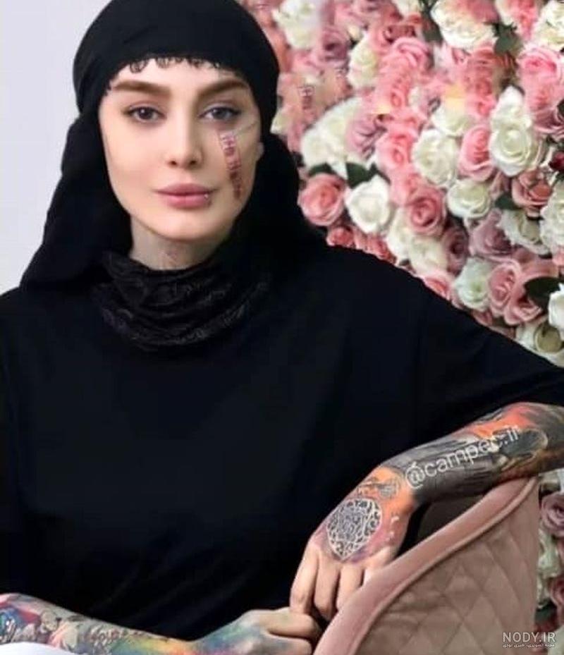 عکس تاتو صورت سحر قریشی