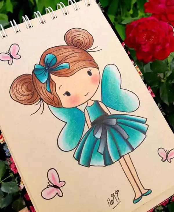 نقاشی دختر نقاشی دخترانه قشنگ