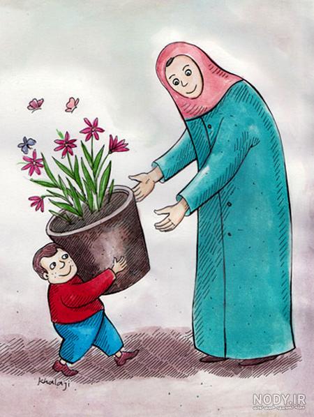 نقاشی روز مادر : 70 نقاشی با موضوع مادر برای رنگ آمیزی کودکان