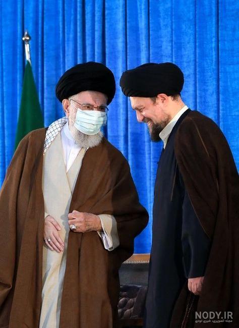 عکس رهبر انقلاب با امام خمینی عکس رهبر انقلاب با امام خمینی