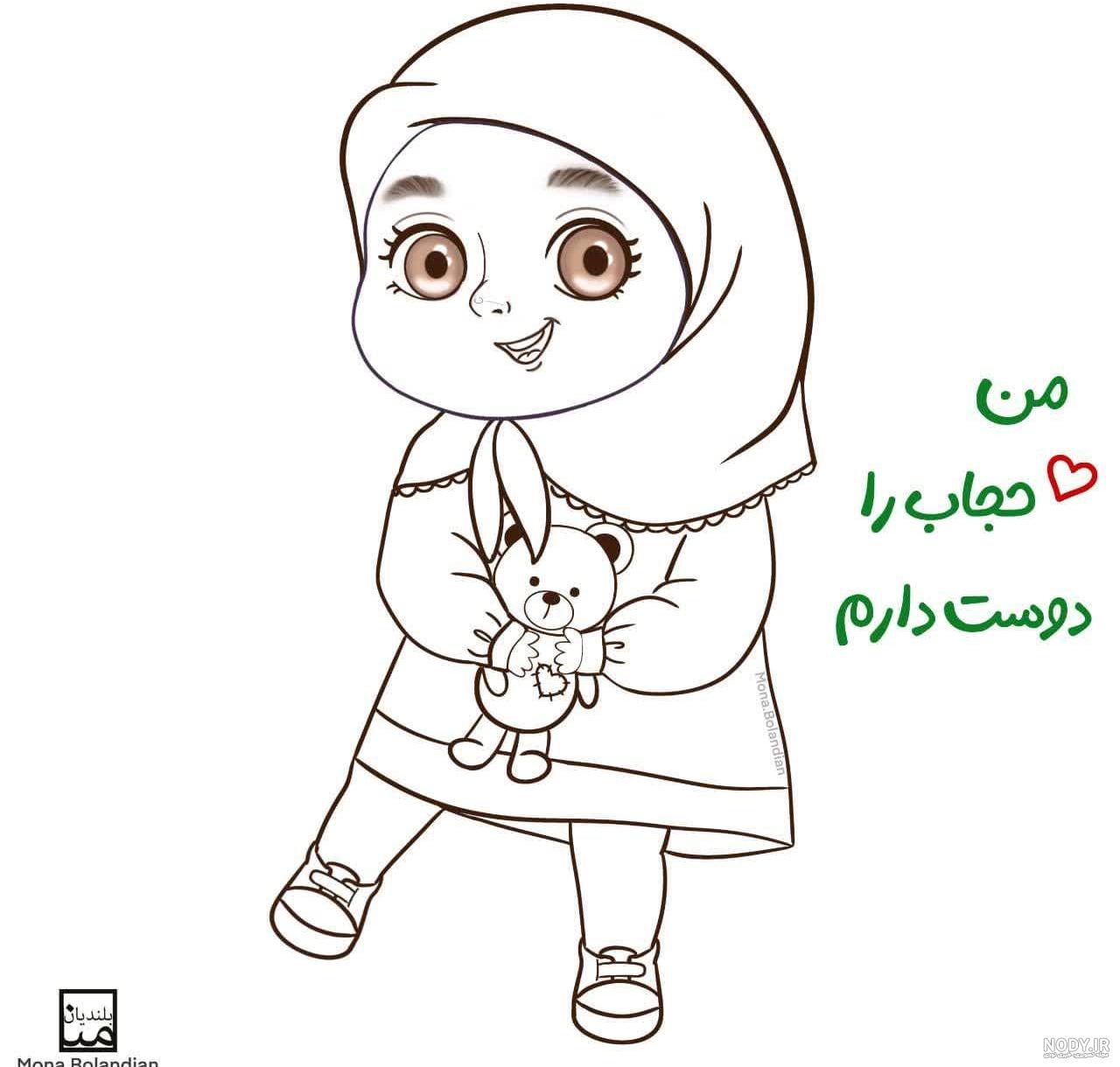 آموزش نقاشی کودکان / نقاشی حجاب / نقاشی ساده