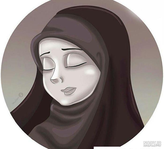 نقاشی دختر با حجاب فانتزی آسان