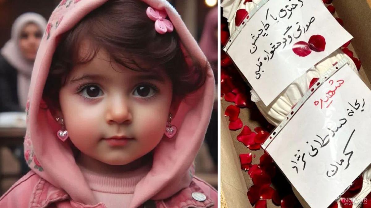 نقاشی دختر کاپشن صورتی و گوشواره قلبی