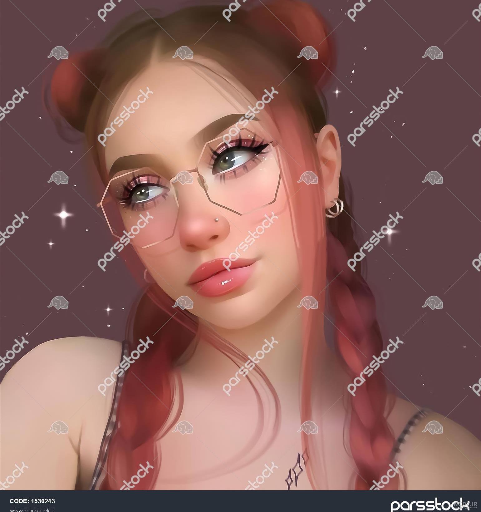 نقاشی طراحی دختر عینکی