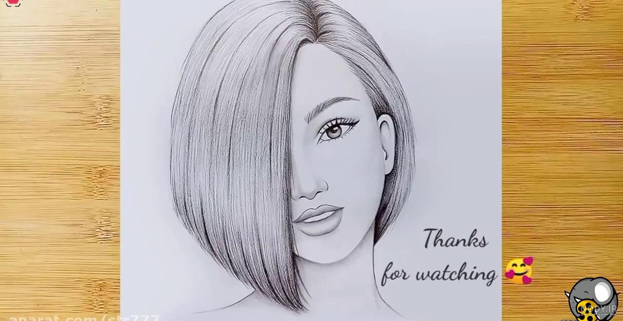 نقاشی طراحی چهره دختر زیبا