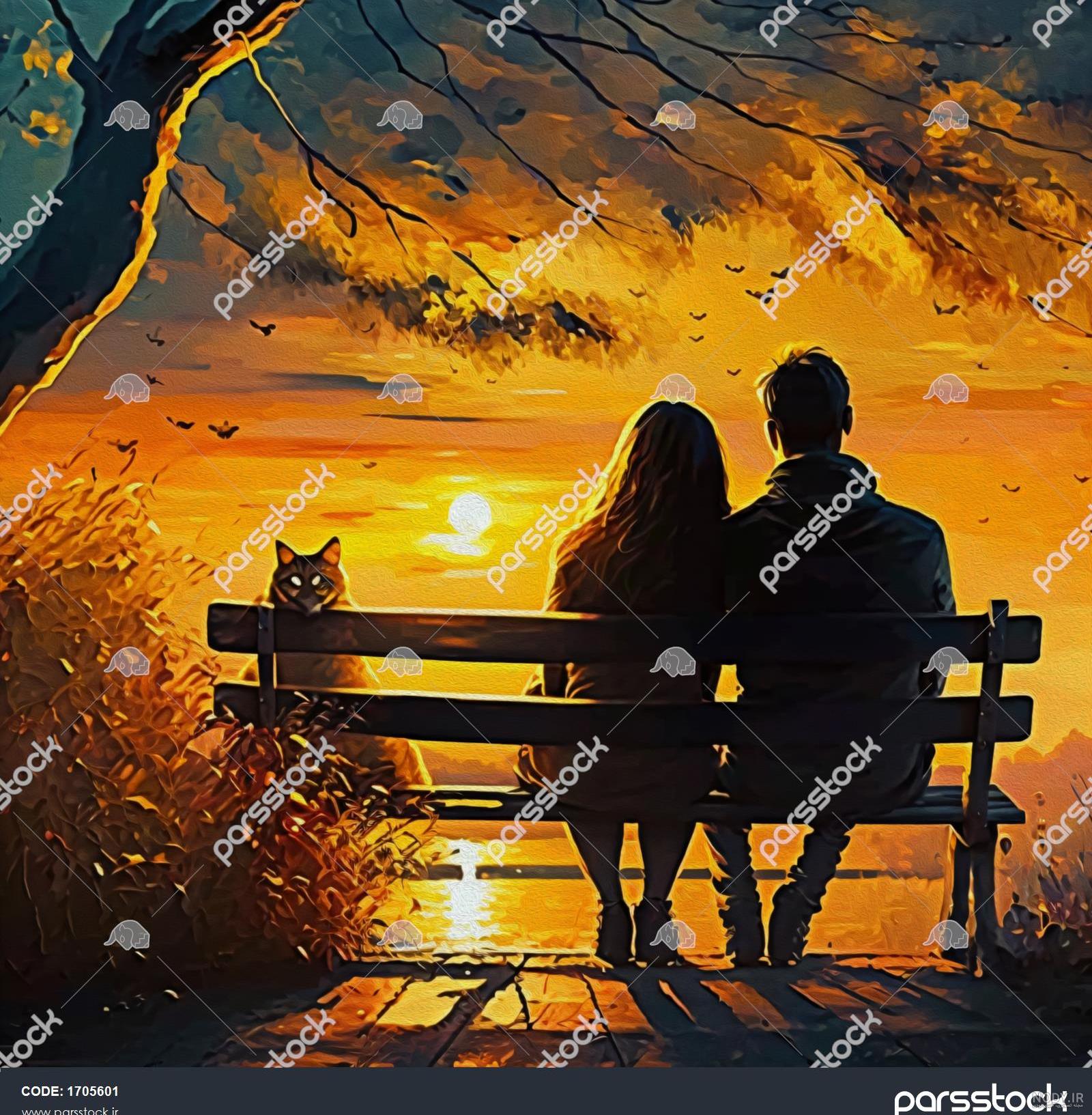 نقاشی عاشقانه دختر و پسر