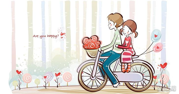 نقاشی عاشقانه دختر و پسر ساده