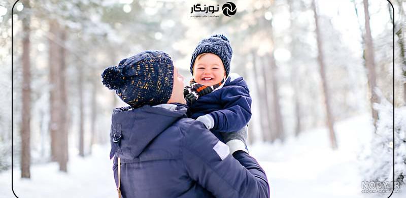 20 ژست عکس کودک در برف +۸ نکته طلایی + عکس