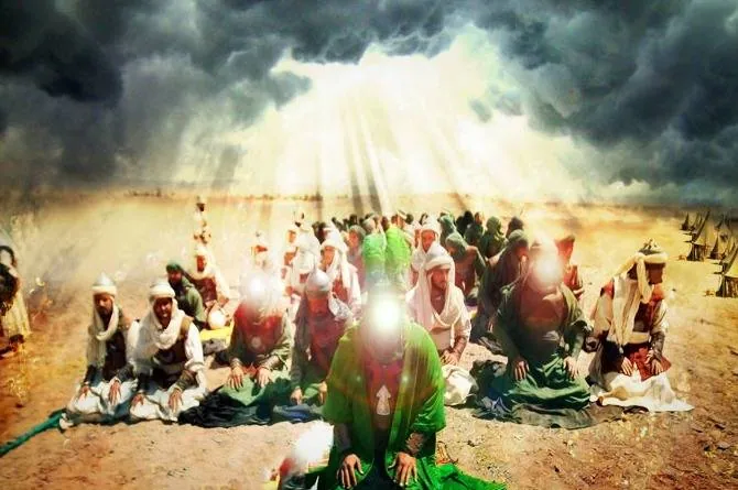 عکس امام حسین در حال نماز خواندن