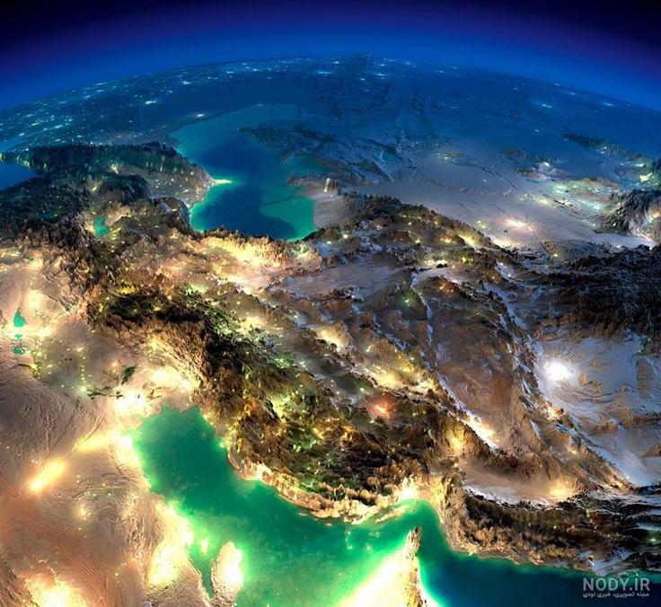 عکس ماهواره ای از ایران در شب