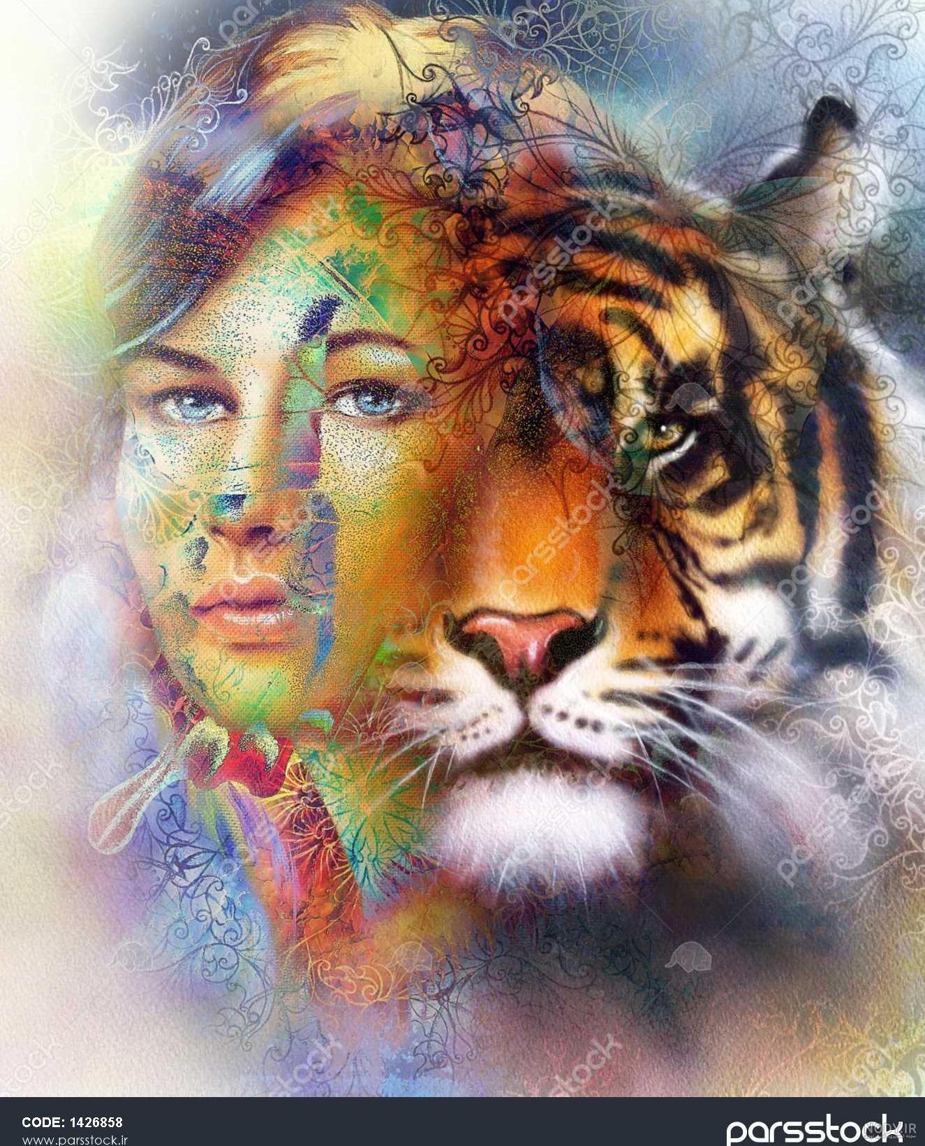 گریم صورت به شکل ببر گریم صورت به شکل ببر