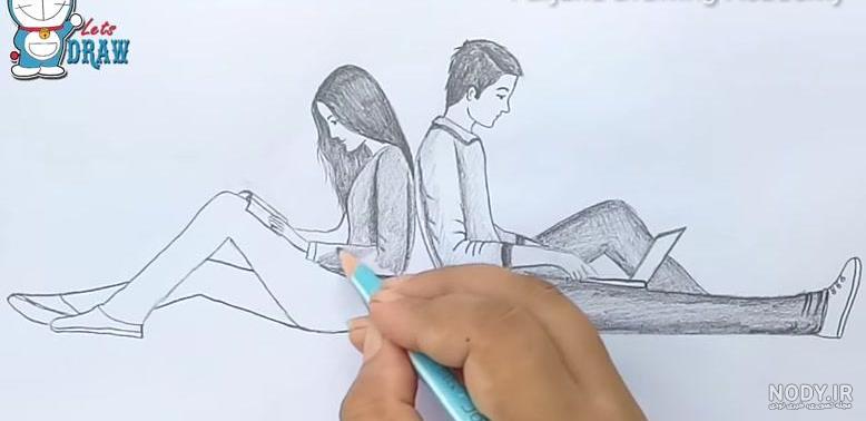 نقاشی دختر پسر عاشقانه ساده نقاشی دختر پسر عاشقانه ساده